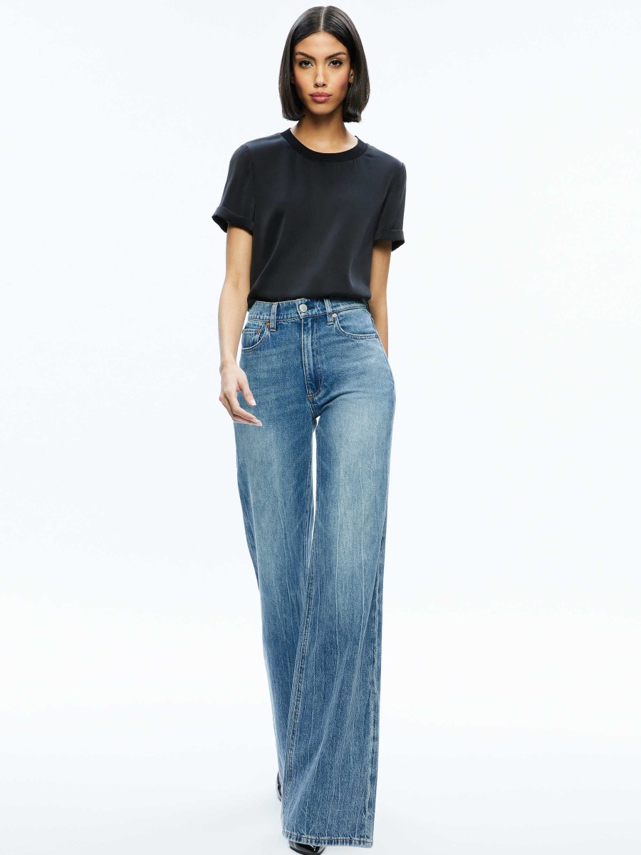 Alice and Olivia Braden Drop Shoulder Tee | Tops