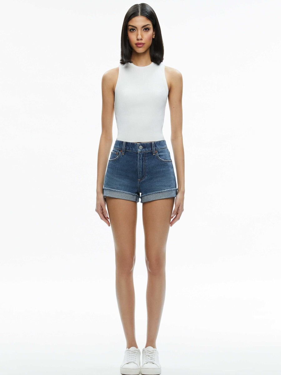 Alice and Olivia Trish Low Rise Baggy Short With Raw Hem | Shorts