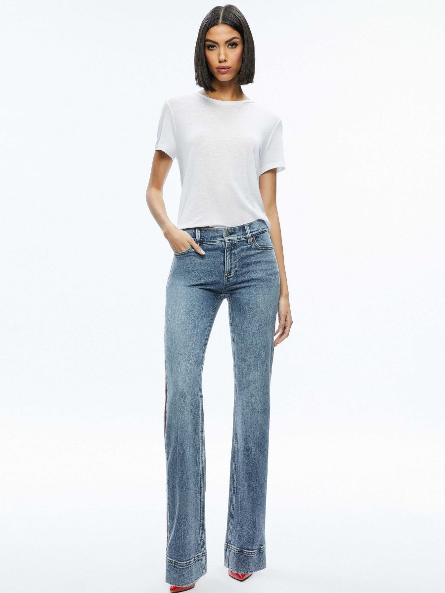 Alice and Olivia Rey Side Zipper Wide Leg Jean | Pants