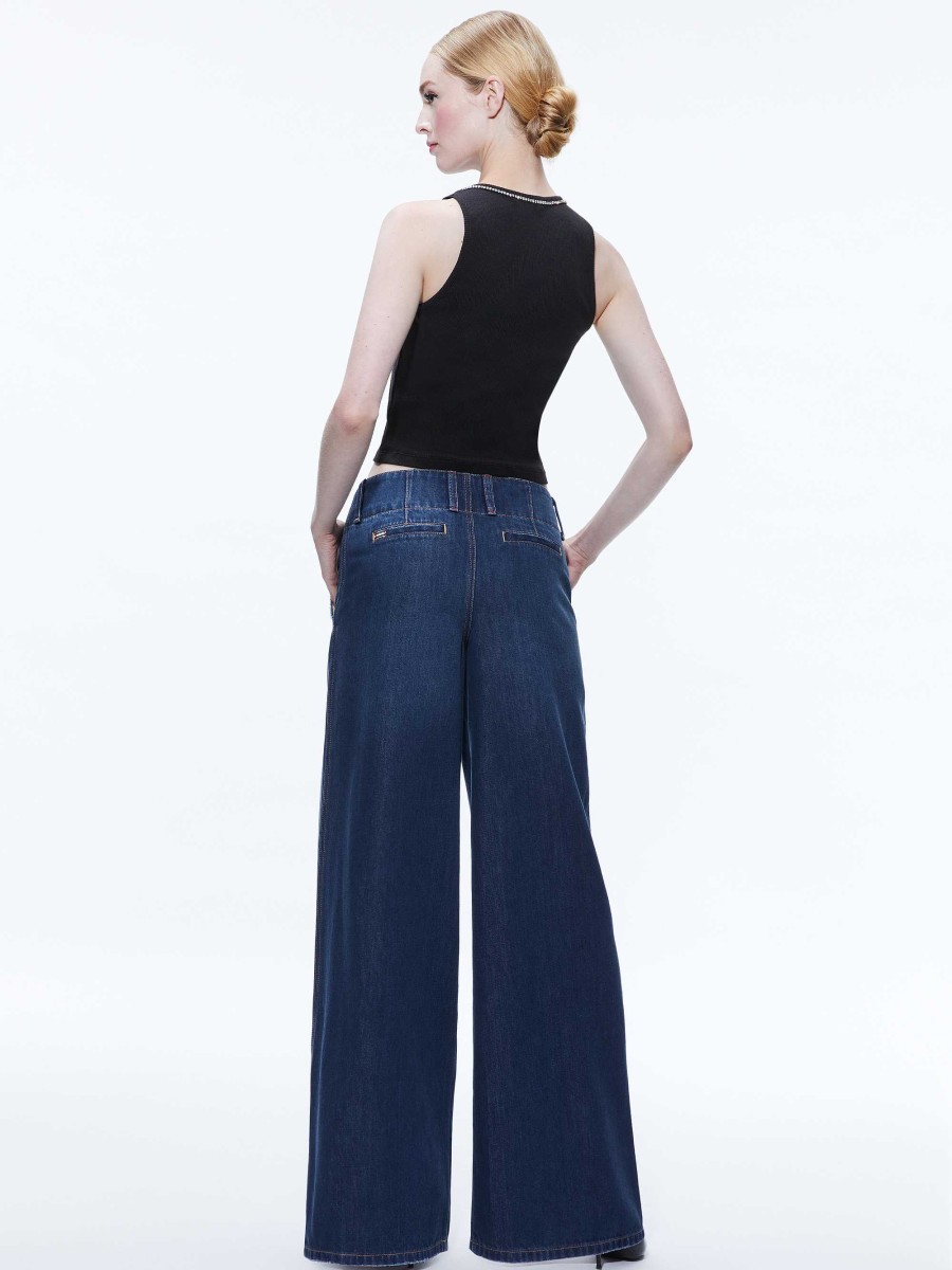 Alice and Olivia Anders Low Rise Pleated Jean | Pants