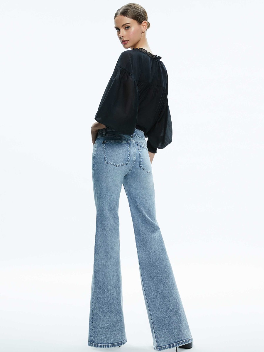 Alice and Olivia Sedona Low Rise Center Front Slits Flare Jean | Pants