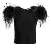 Alice and Olivia Tamica Feather Detail Top | Tops