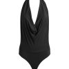 Alice and Olivia Dani Halter Deep Cowl Neck Bodysuit | Tops