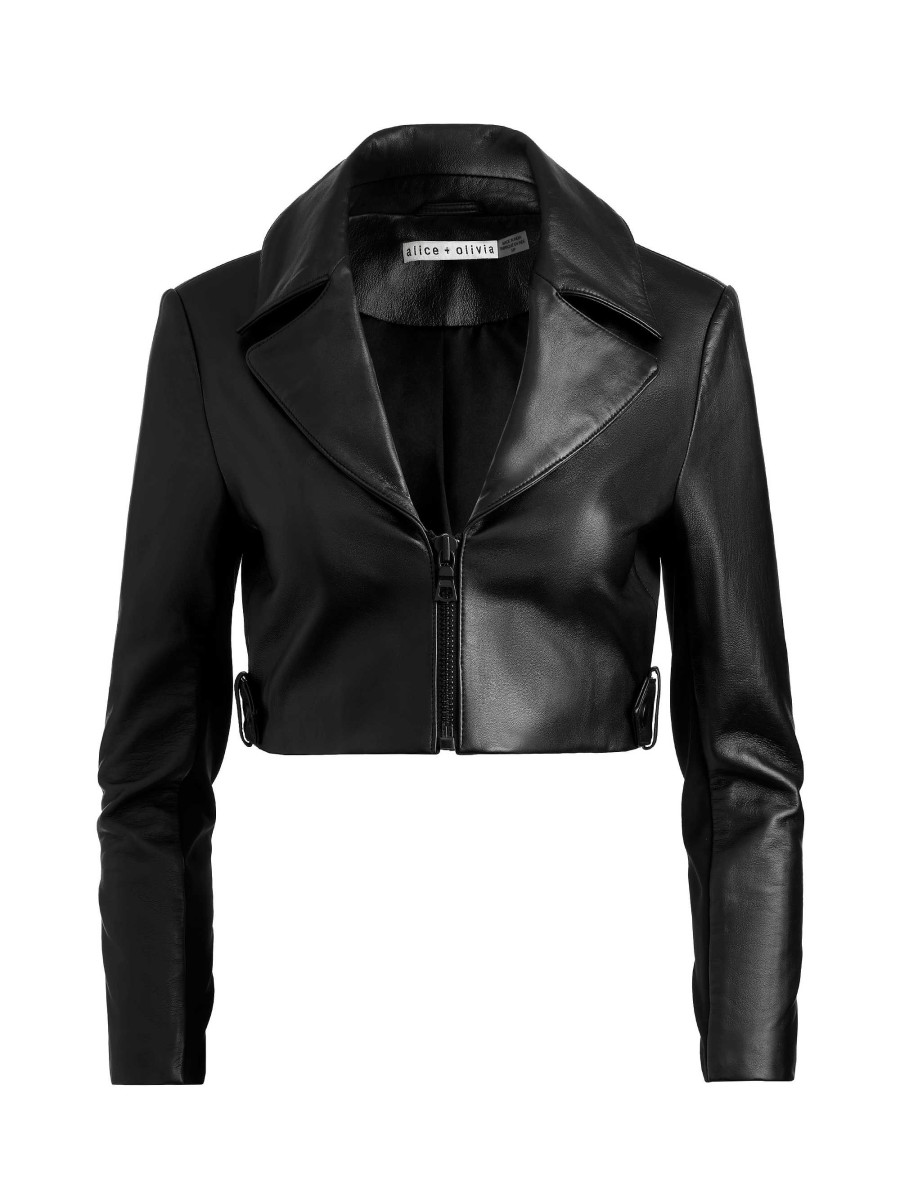 Alice and Olivia Yardley Leather Cropped Jacket | Jackets + Coats