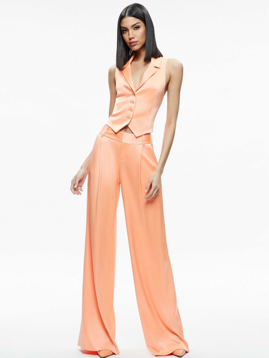 Alice and Olivia Amber Collared Vest + Eric Low Rise Pant | Matching Sets