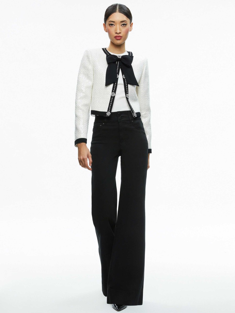 Alice and Olivia Gwyneth Embellished Cropped Bow Jacket | Jackets + Coats