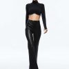 Alice and Olivia Melange Rhinestone Cropped Turtleneck | Tops