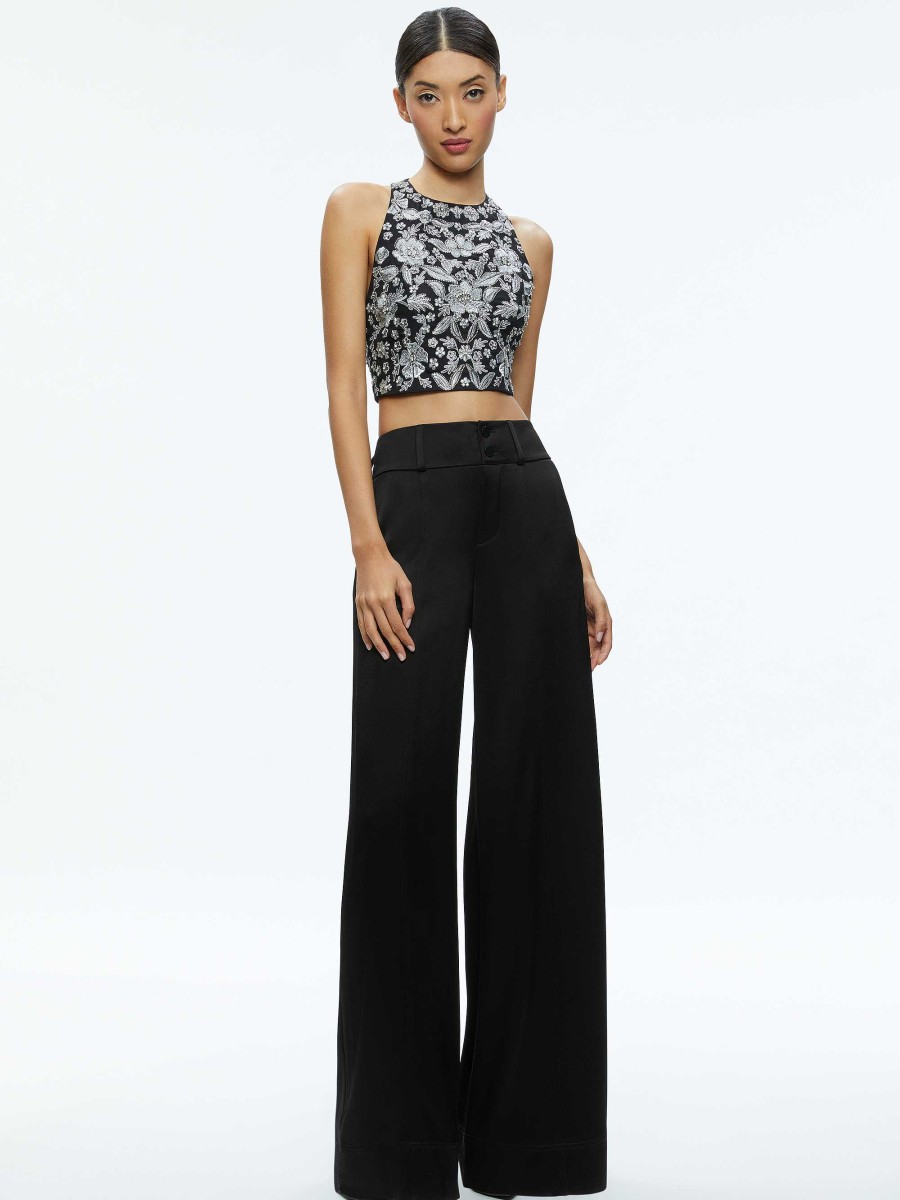 Alice and Olivia Tru Racer Back Fitted Crop Top | Tops