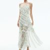 Alice and Olivia Sondra Tie Strap Lace Ruffled Maxi Dress | Dresses