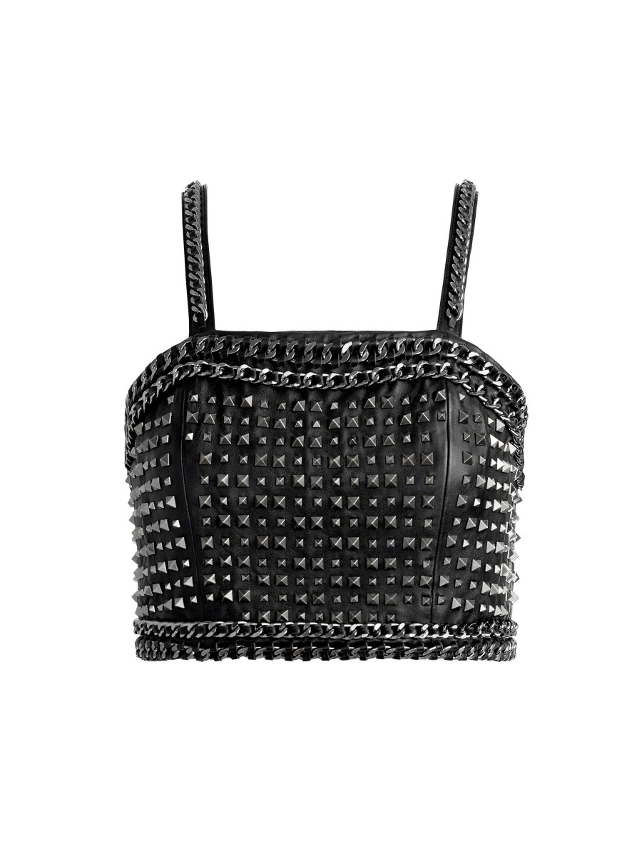 Alice and Olivia Ceresi Chain Strap Studded Top | Tops