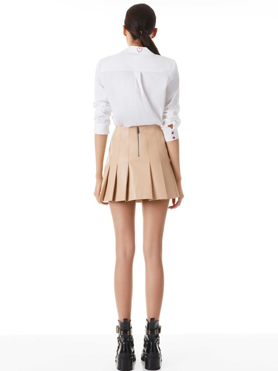 Alice and Olivia Carter Pleated Vegan Leather Mini Skirt | Skirts