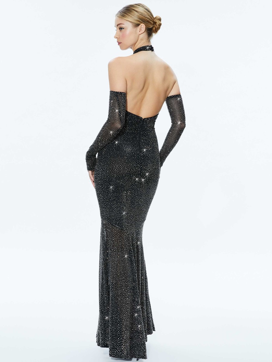 Alice and Olivia Fabiola Embellished Halter Neck Gown | Dresses