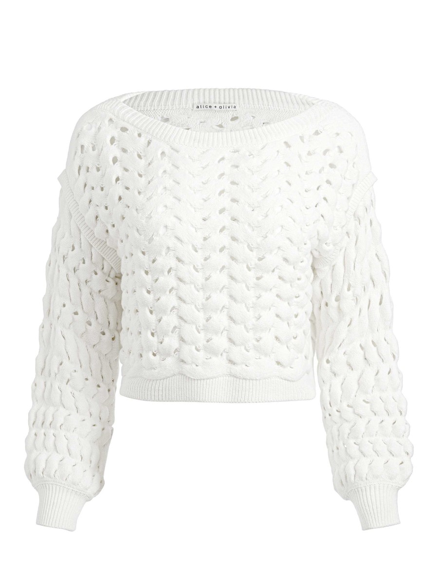 Alice and Olivia Allene Cable Knit Crewneck | Sweaters