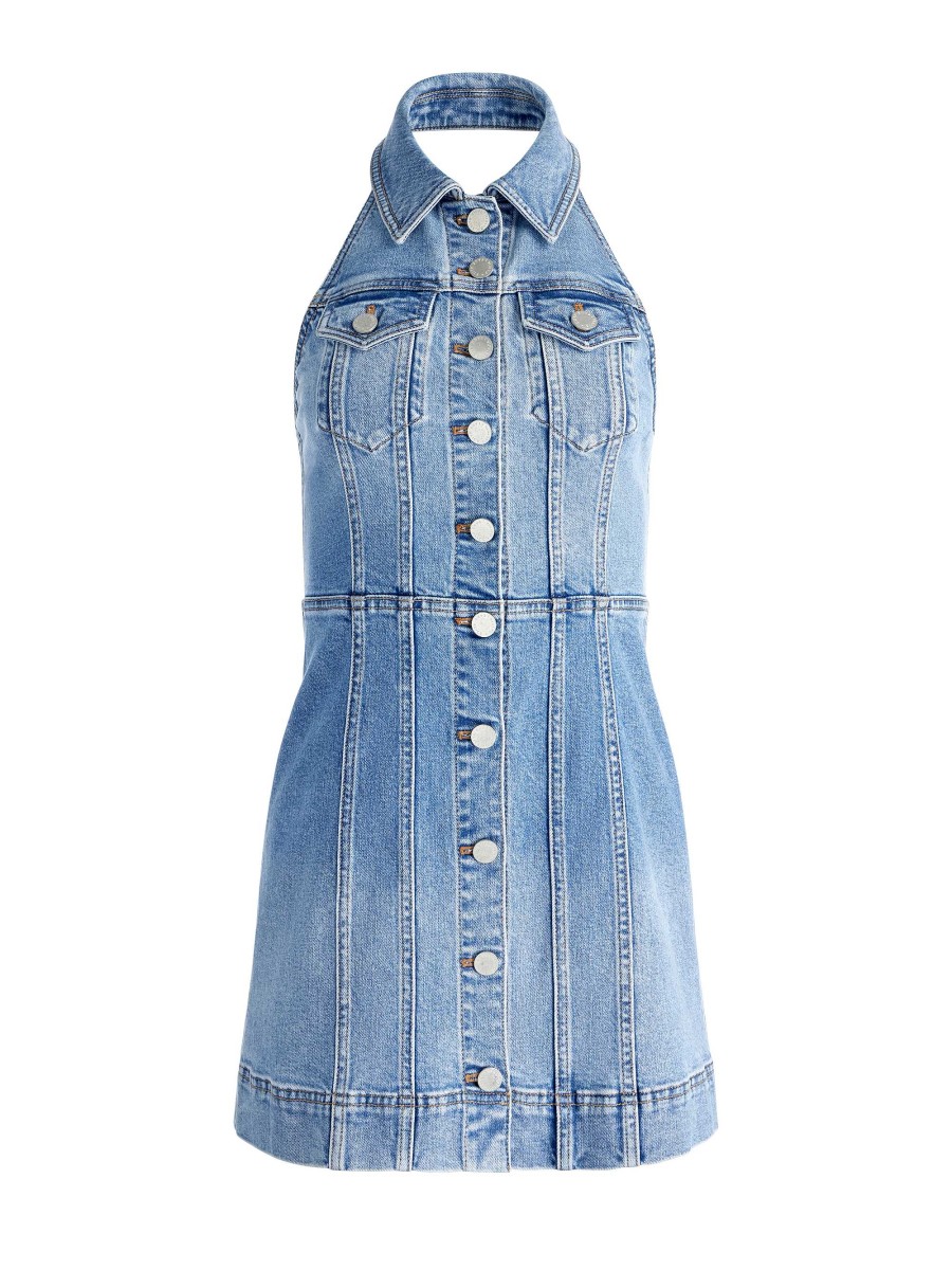 Alice and Olivia Kendall Denim Halter Mini Dres | Dresses