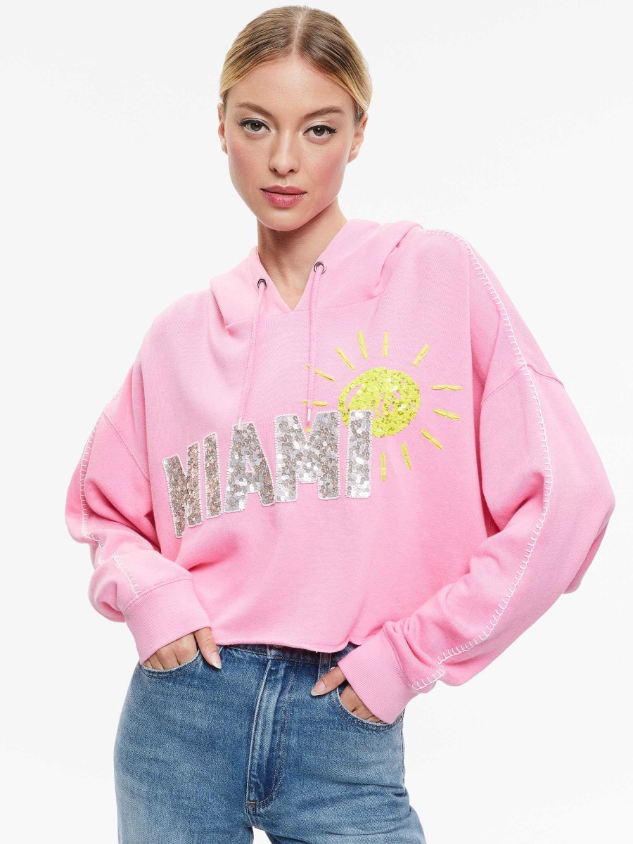 Alice and Olivia Sunny Boxy Cropped Hoodie | Sweaters