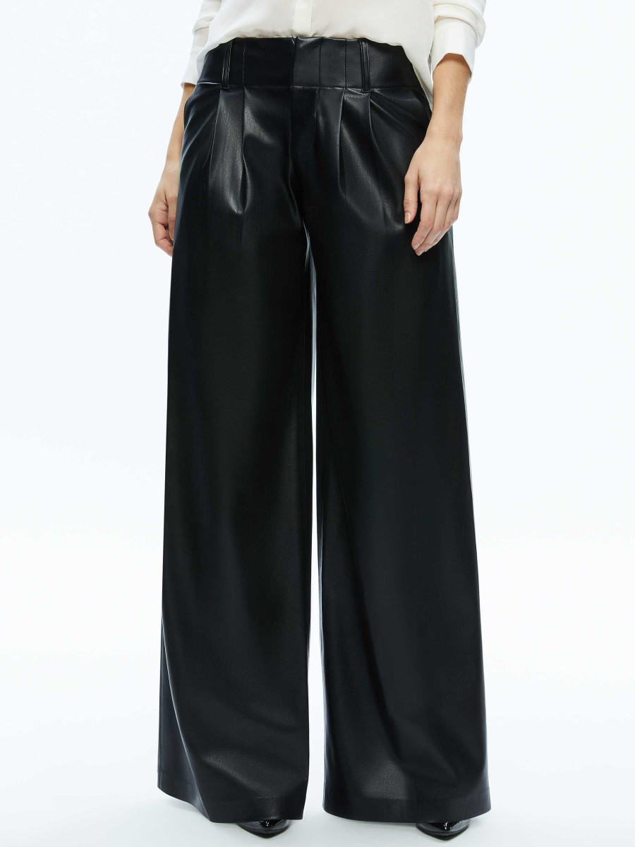 Alice and Olivia Anders Vegan Leather Low Rise Pant | Pants