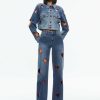 Alice and Olivia Jeff Heart Embroidered Cropped Denim Jacket | Jackets + Coats