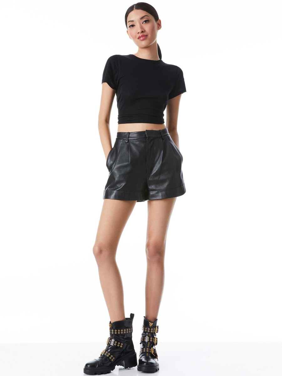 Alice and Olivia Cindy Classic Cropped Tee | Tops