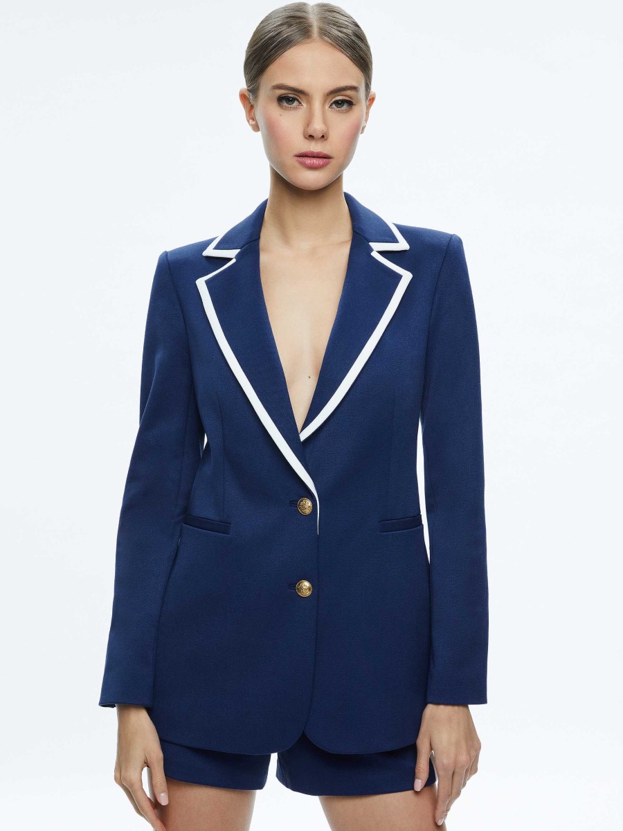 Alice and Olivia Breann Long Fitted Two Button Blazer | Jackets + Coats