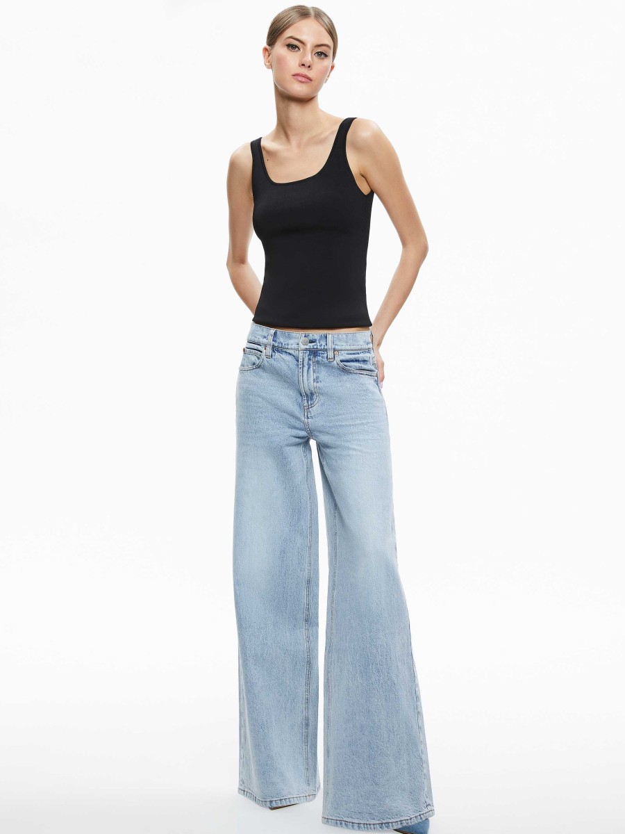 Alice and Olivia Trish Mid Rise Baggy Jean | Pants