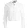 Alice and Olivia Leon Cropped Vegan Leather Button Down | Tops