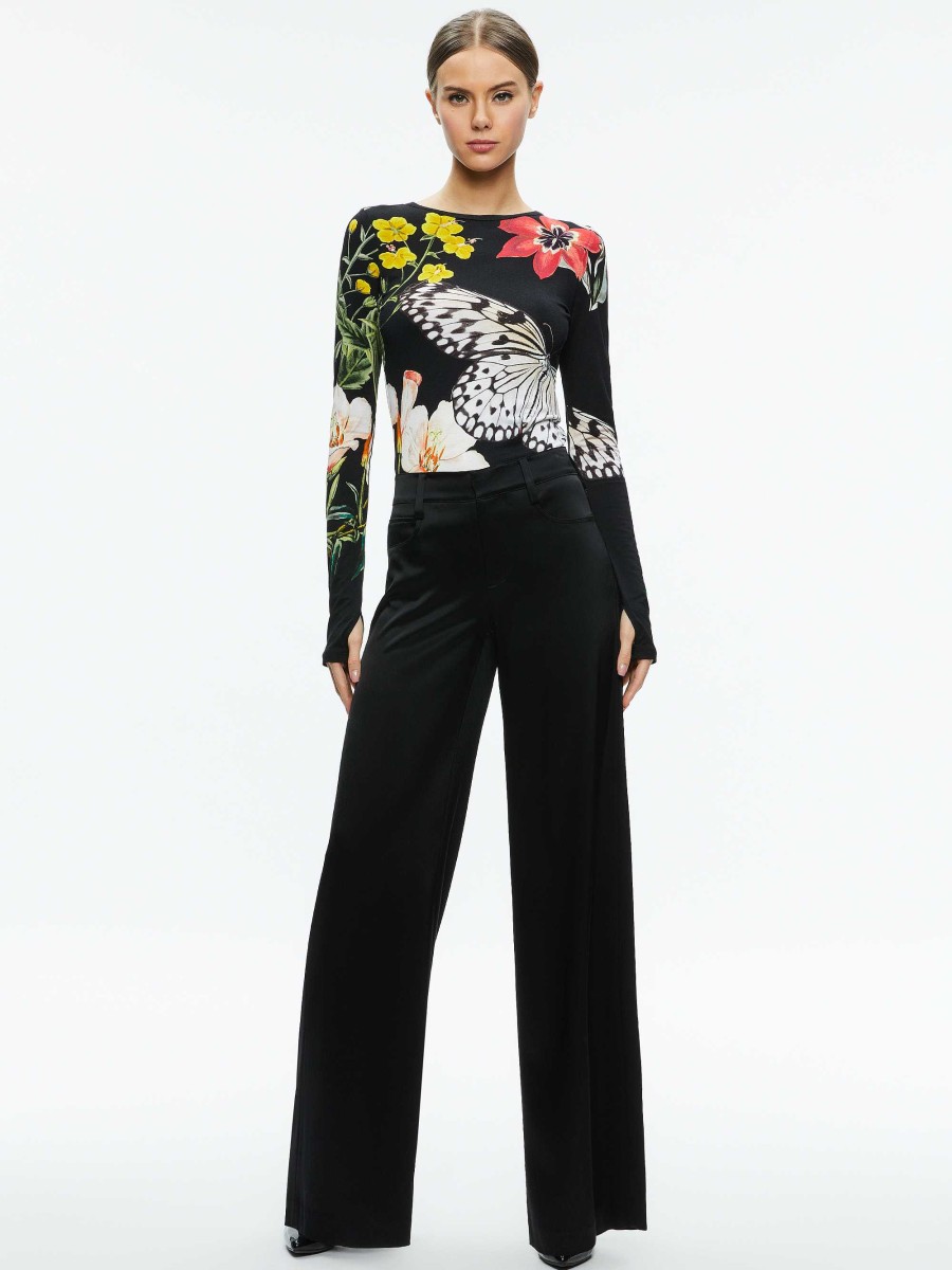 Alice and Olivia Delaina Long Sleeve Crop Top | Tops