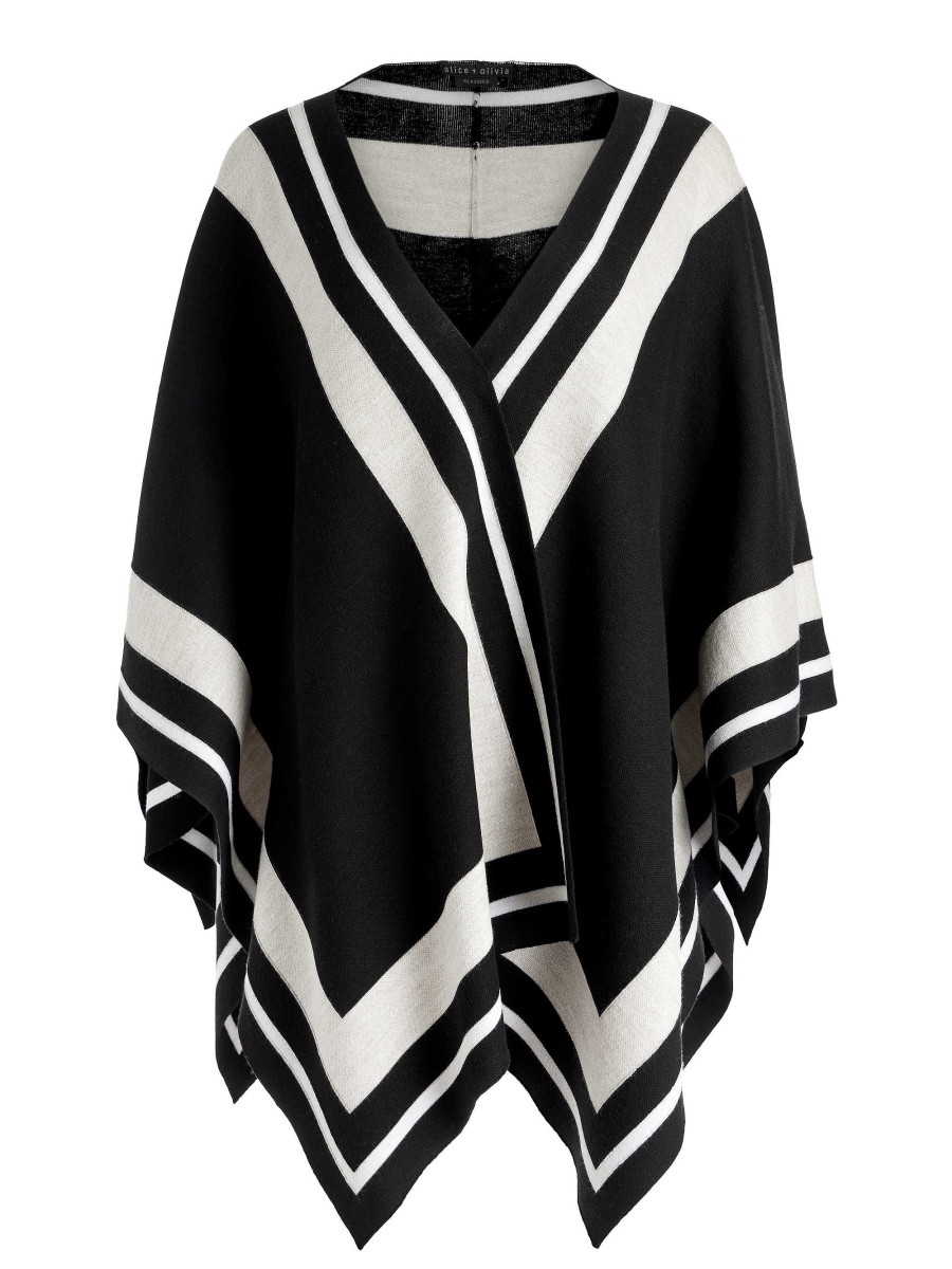 Alice and Olivia Kamala Stripe Poncho | Sweaters