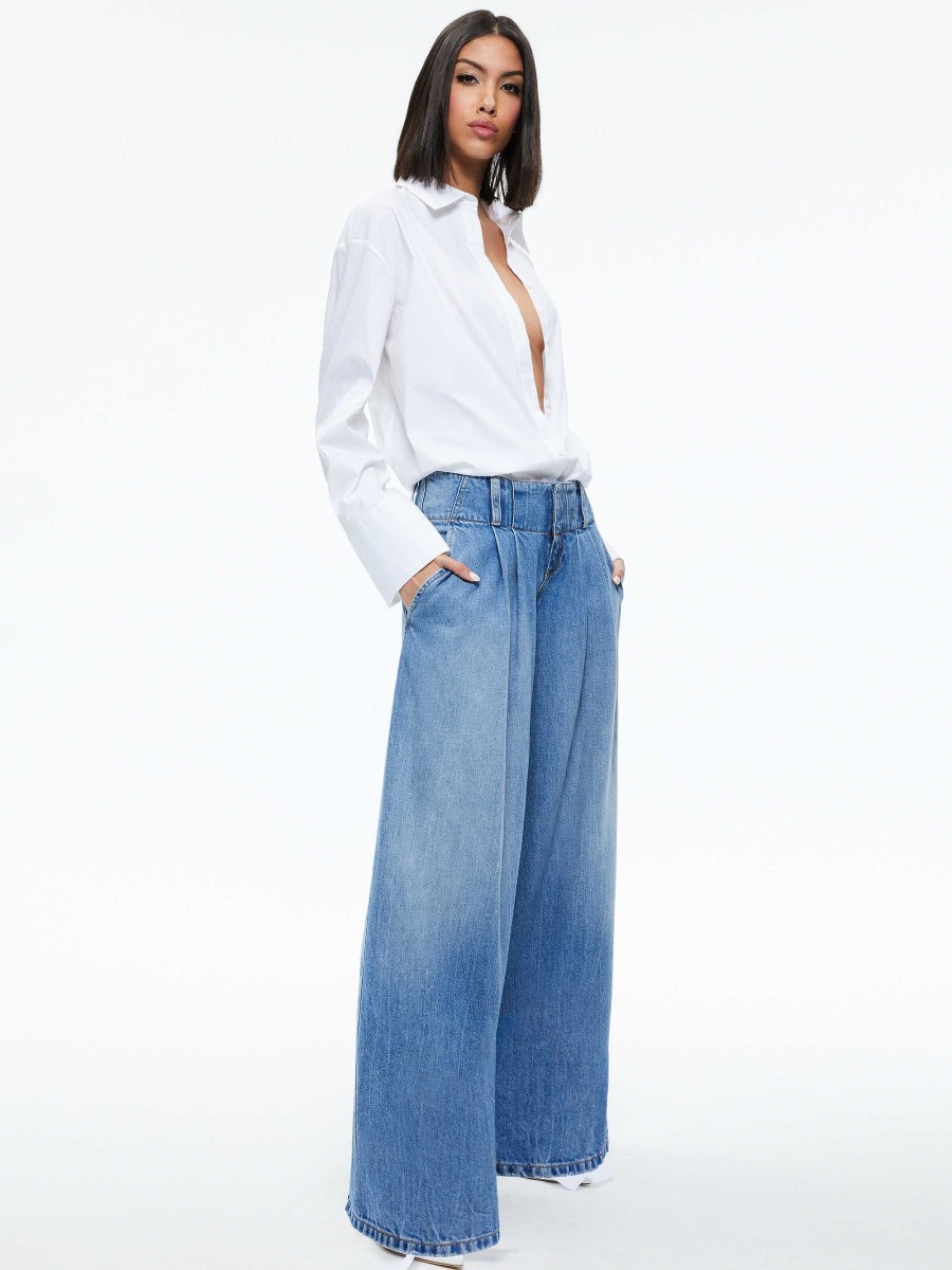 Alice and Olivia Anders Low Rise Pleated Jean | Pants