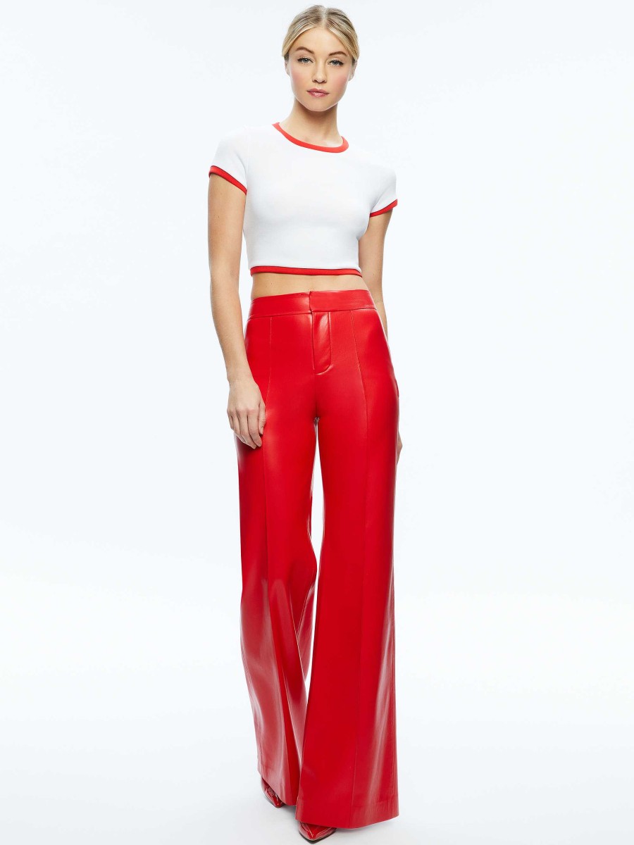 Alice and Olivia Dylan High Waisted Vegan Leather Wide Leg Pant | Pants