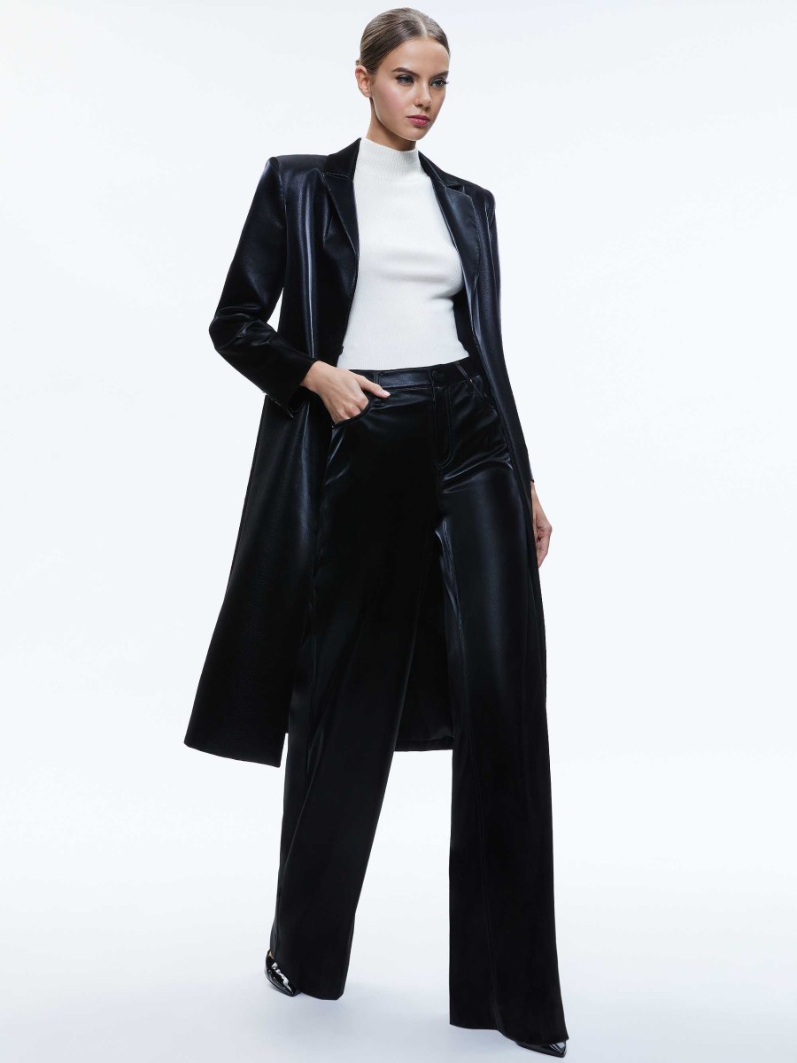 Alice and Olivia Mya Vegan Leather Long Blazer | Jackets + Coats