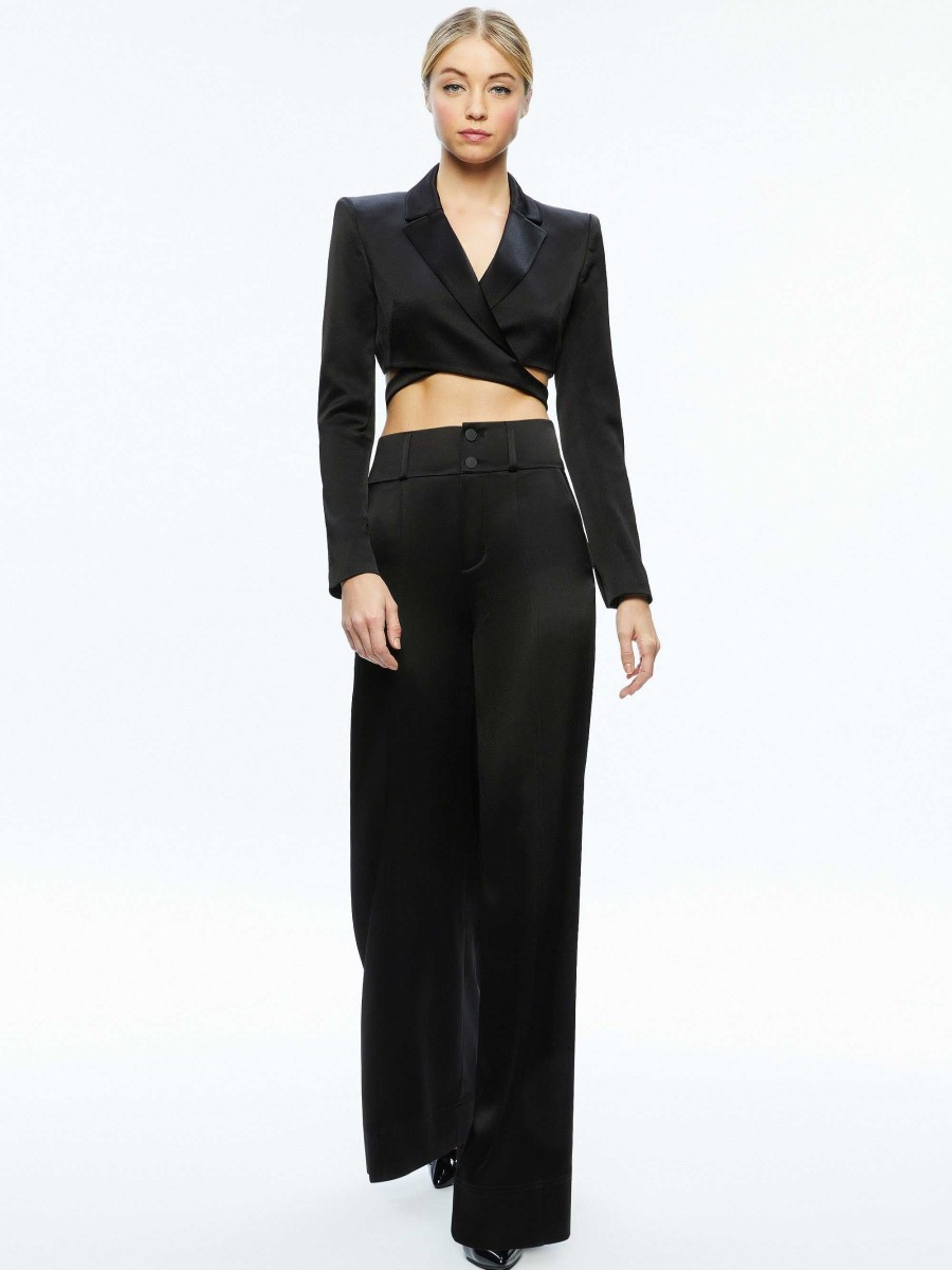 Alice and Olivia Leone Cropped Wrap Blazer + Mame High Rise Wide Leg Pant | Matching Sets