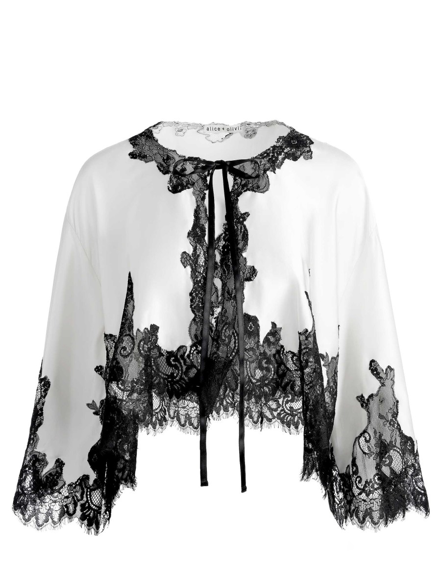 Alice and Olivia Loree Lace Tie Front Cropped Jacket | Tops