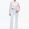 Alice and Olivia Finely Cropped Oversized Button Down Shirt | Tops