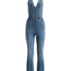 Alice and Olivia Noemi Halter Neck Denim Jumpsuit | Jumpsuits