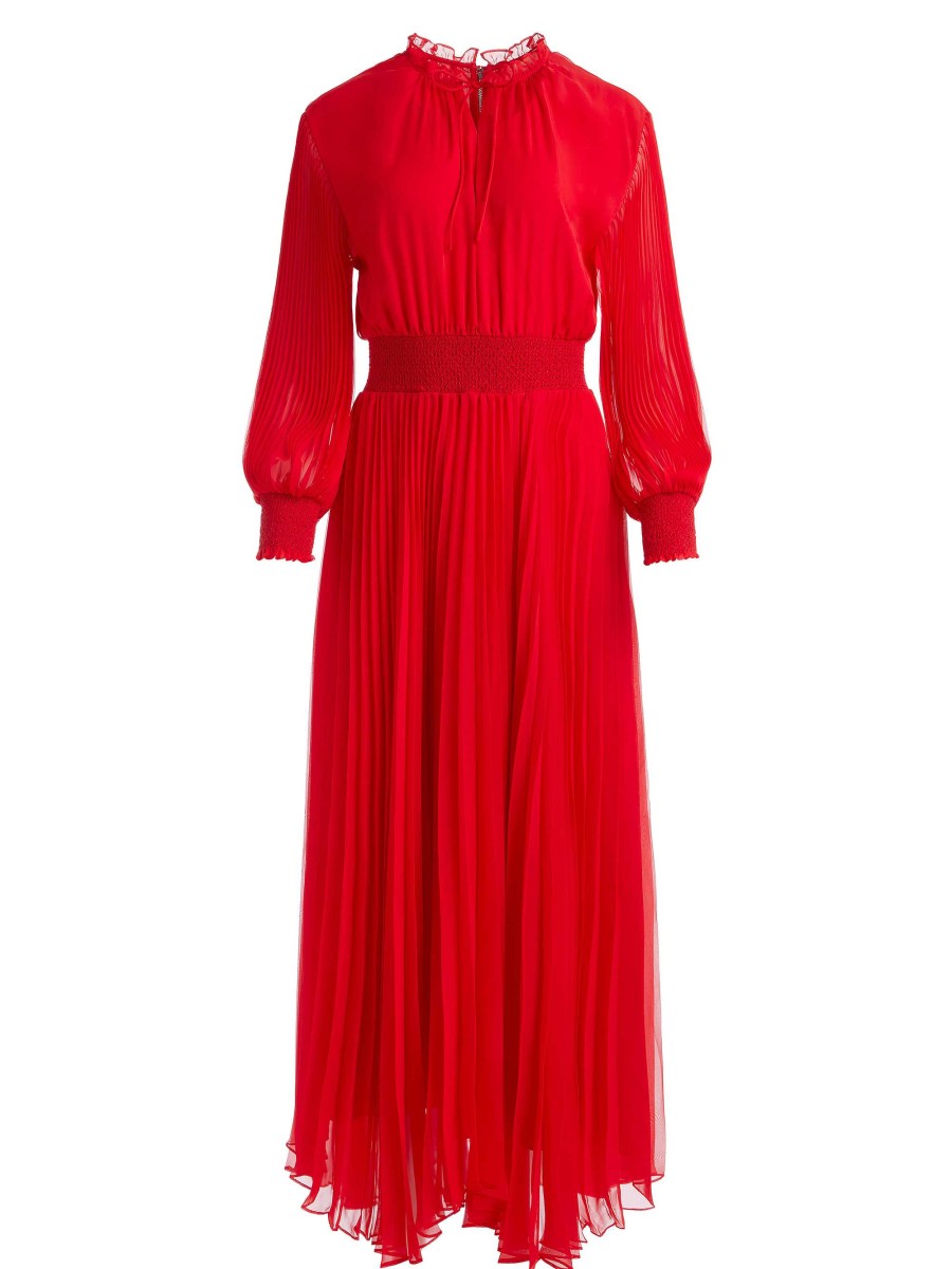 Alice and Olivia Vernia Blouson Sleeve Pleated Maxi Dress | Dresses