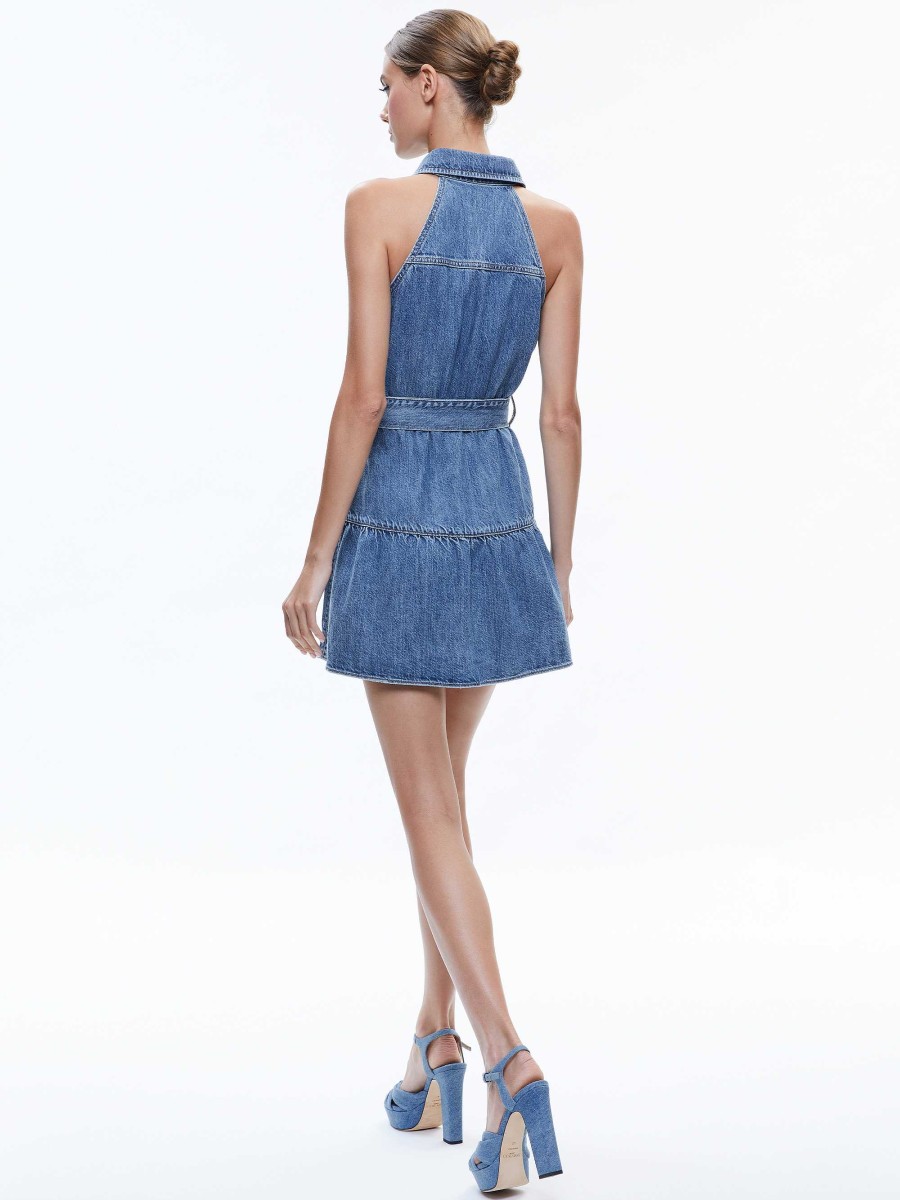 Alice and Olivia Miranda Sleeveless Mini Denim Dress | Dresses