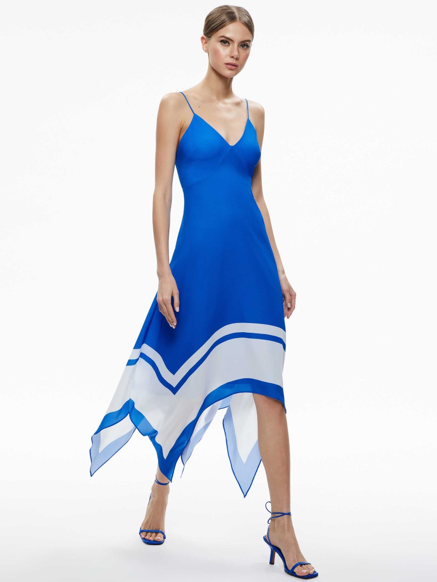 Alice and Olivia Kayson V-Neck Handkerchief Hem Dress | Dresses