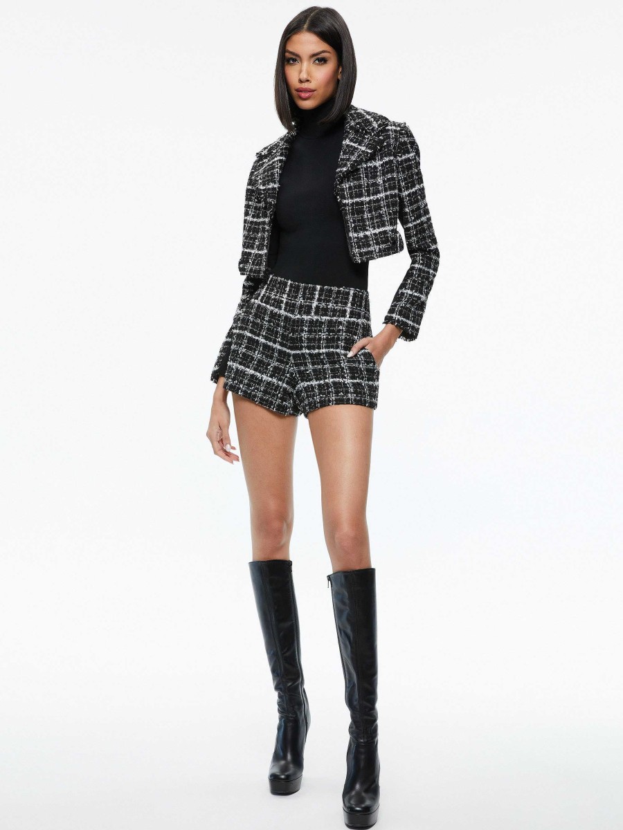 Alice and Olivia Yardley Cropped Fray Hem Jacket + Donald Tweed Short | Matching Sets