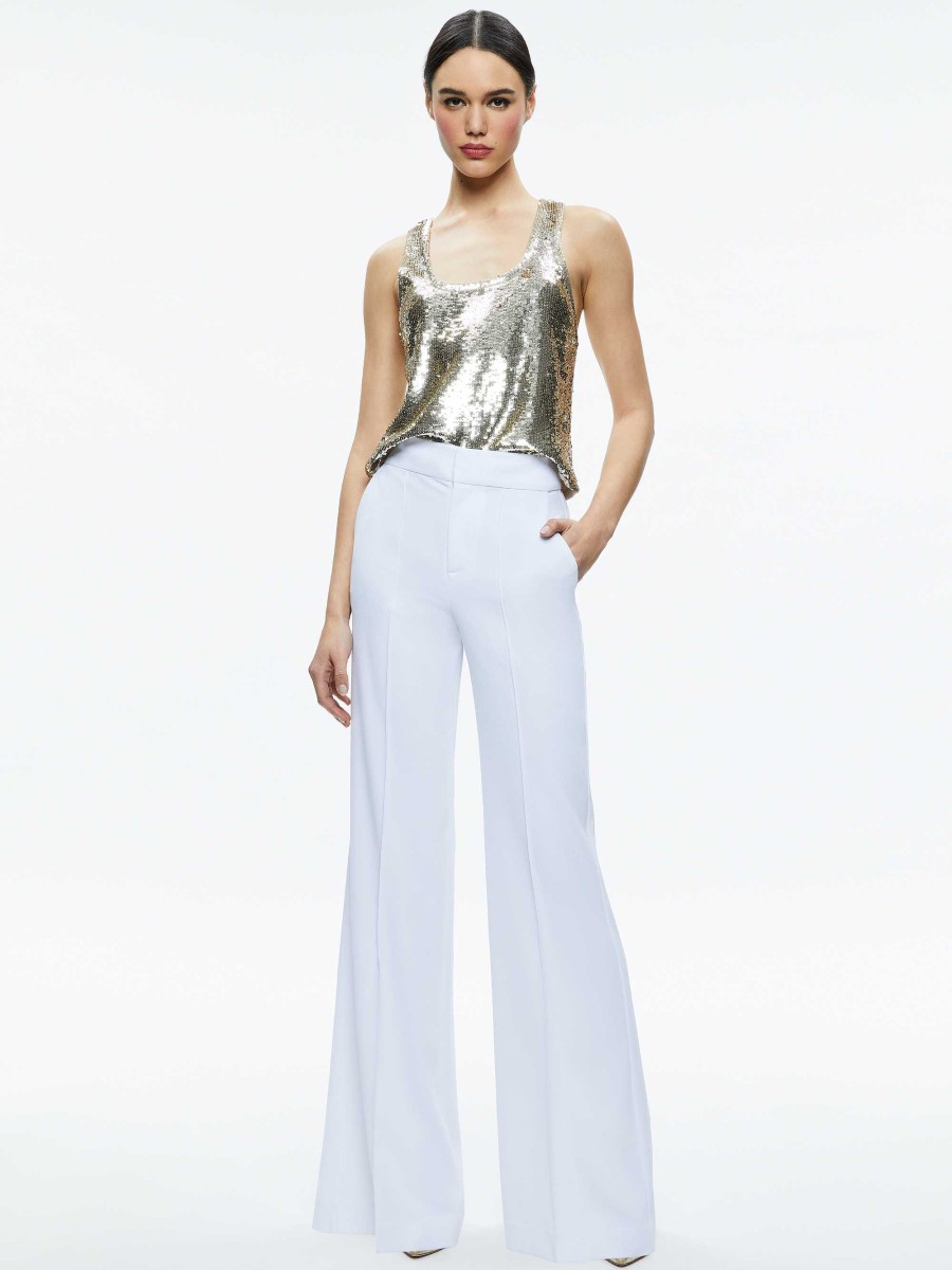 Alice and Olivia Avril Sequin Boxy Tank | Tops