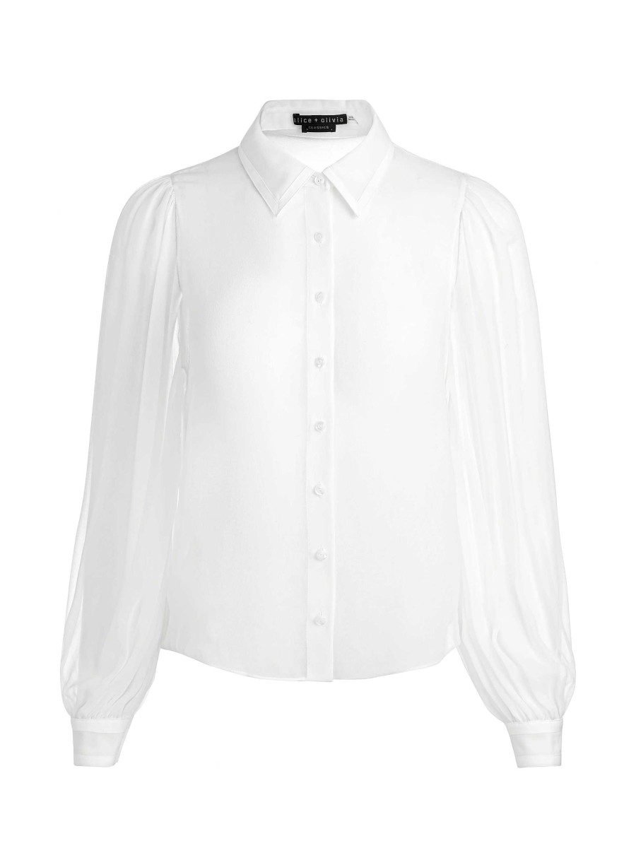 Alice and Olivia Roanne Sheer Blouse | Tops