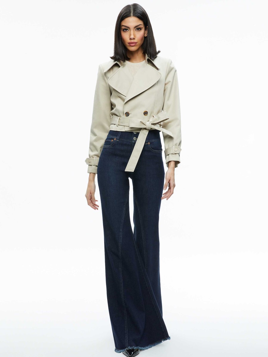 Alice and Olivia Hayley Cropped Trench Coat With Belt | Jackets + Coats