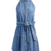 Alice and Olivia Miranda Sleeveless Mini Denim Dress | Dresses