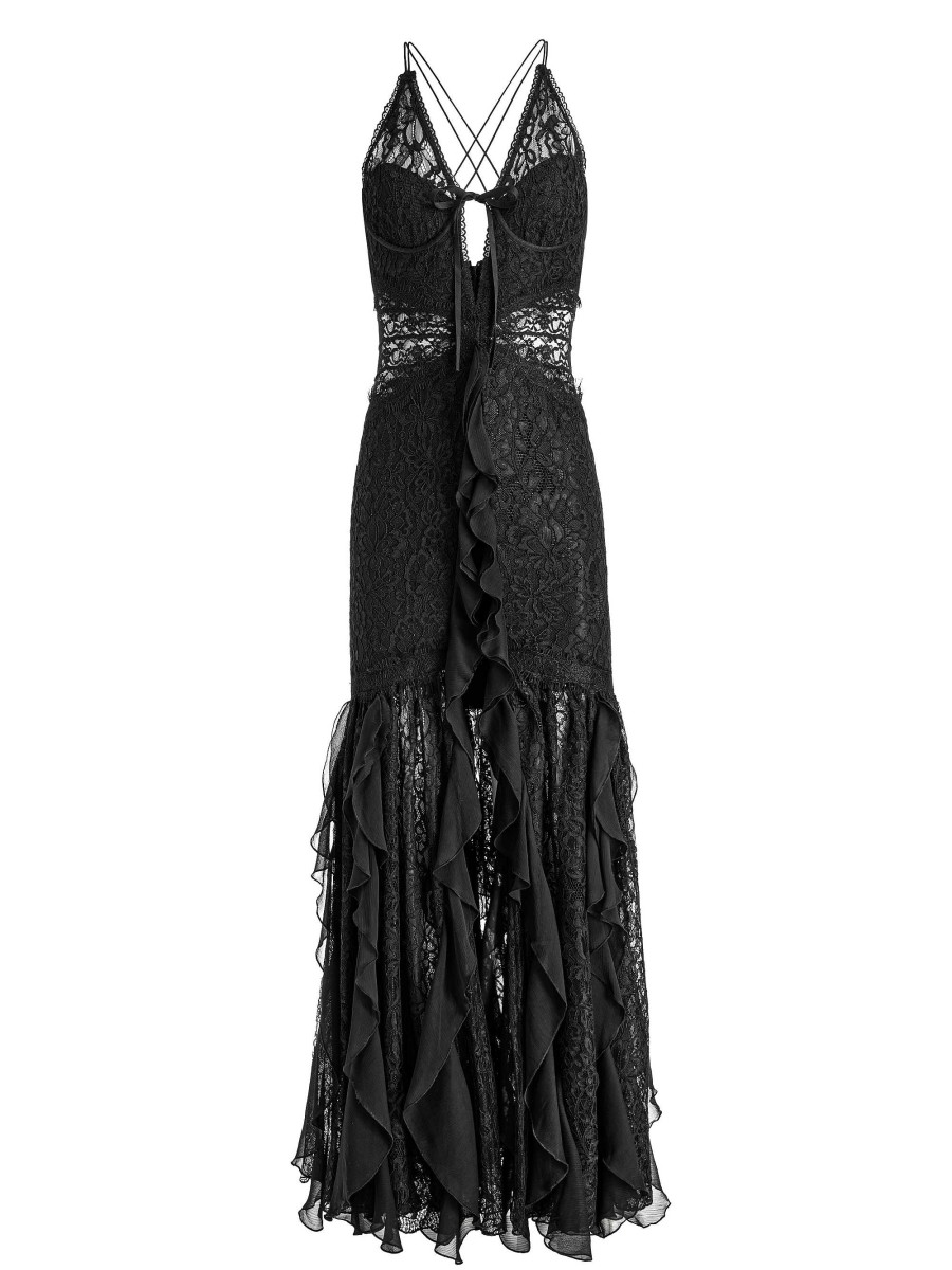 Alice and Olivia Edera Ruffle Lace Maxi Gown | Dresses