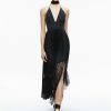 Alice and Olivia Hannah Deep V-Neck Scarf Maxi Dress | Dresses