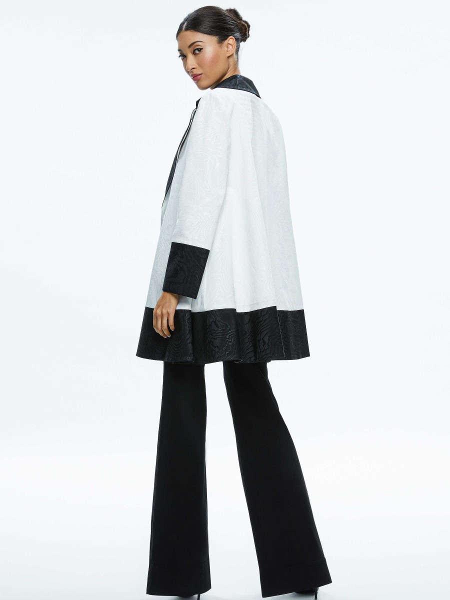 Alice and Olivia Paola Swing Coat With Border Detail | Jackets + Coats