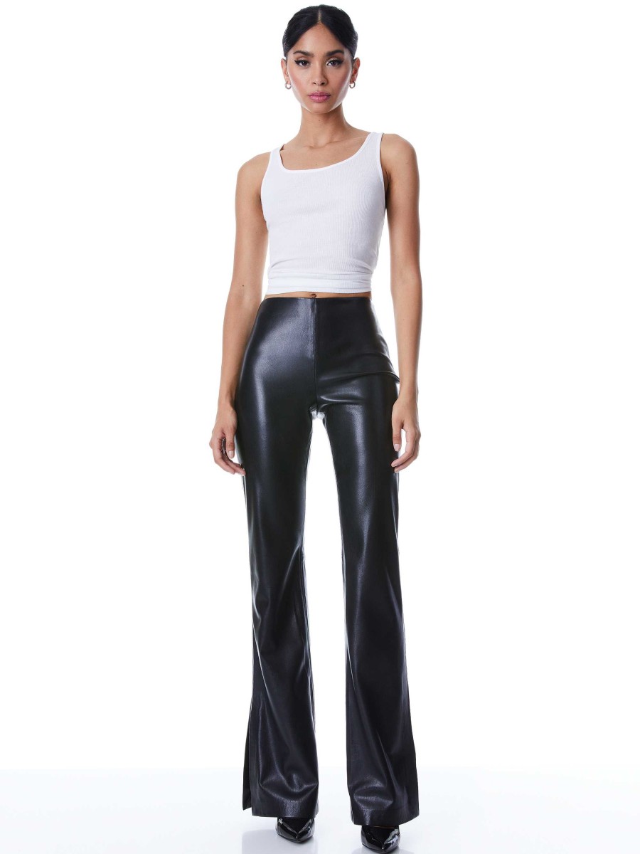 Alice and Olivia Teeny Vegan Leather Side Slit Pant | Pants