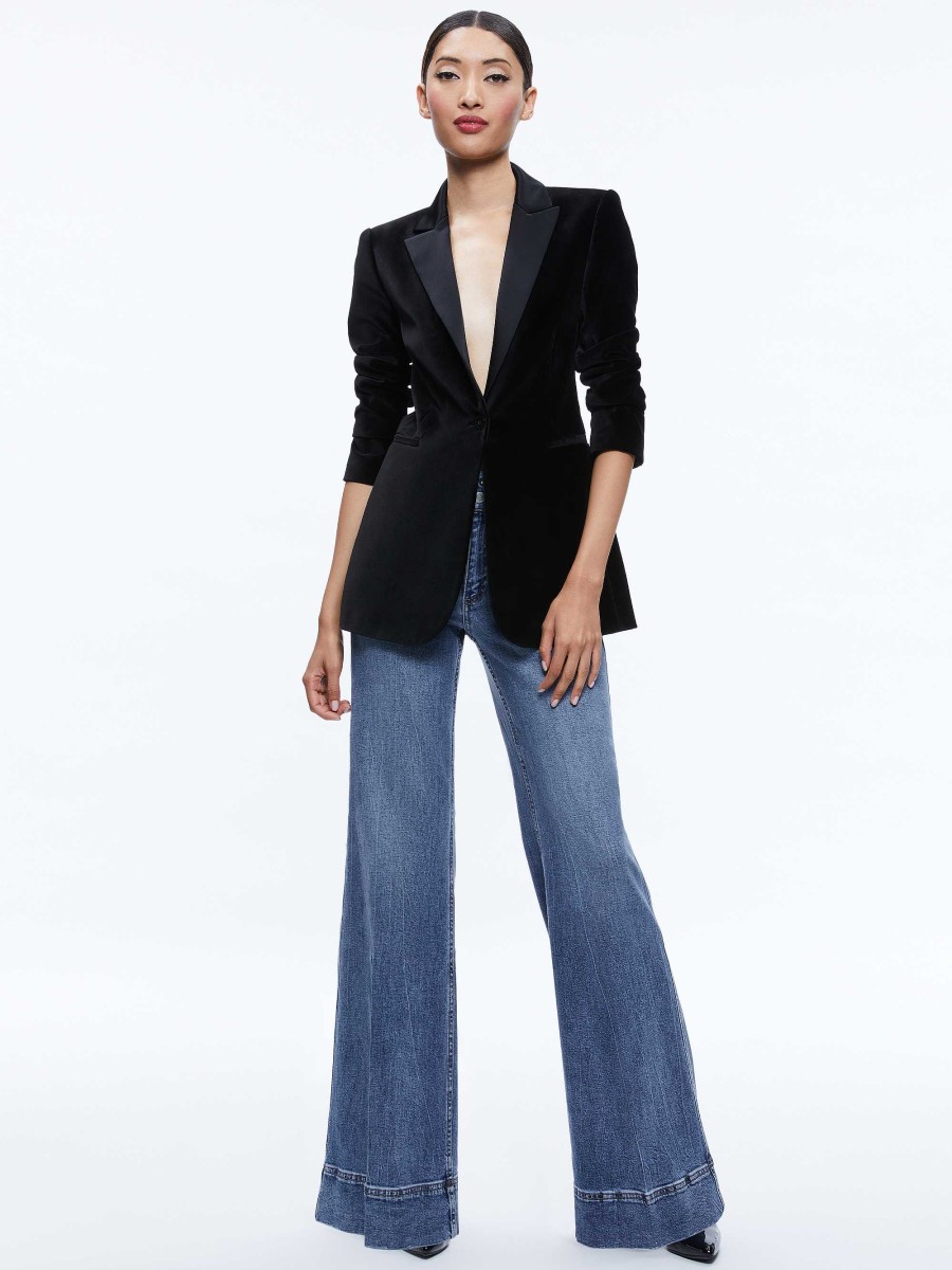 Alice and Olivia Breann Velvet Combination Blazer | Jackets + Coats