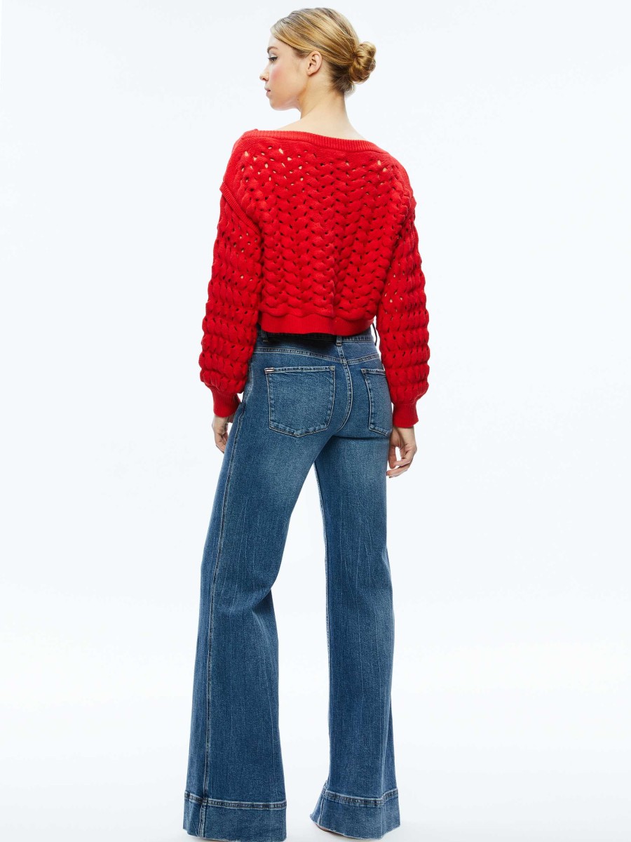 Alice and Olivia Allene Cable Knit Crewneck | Sweaters