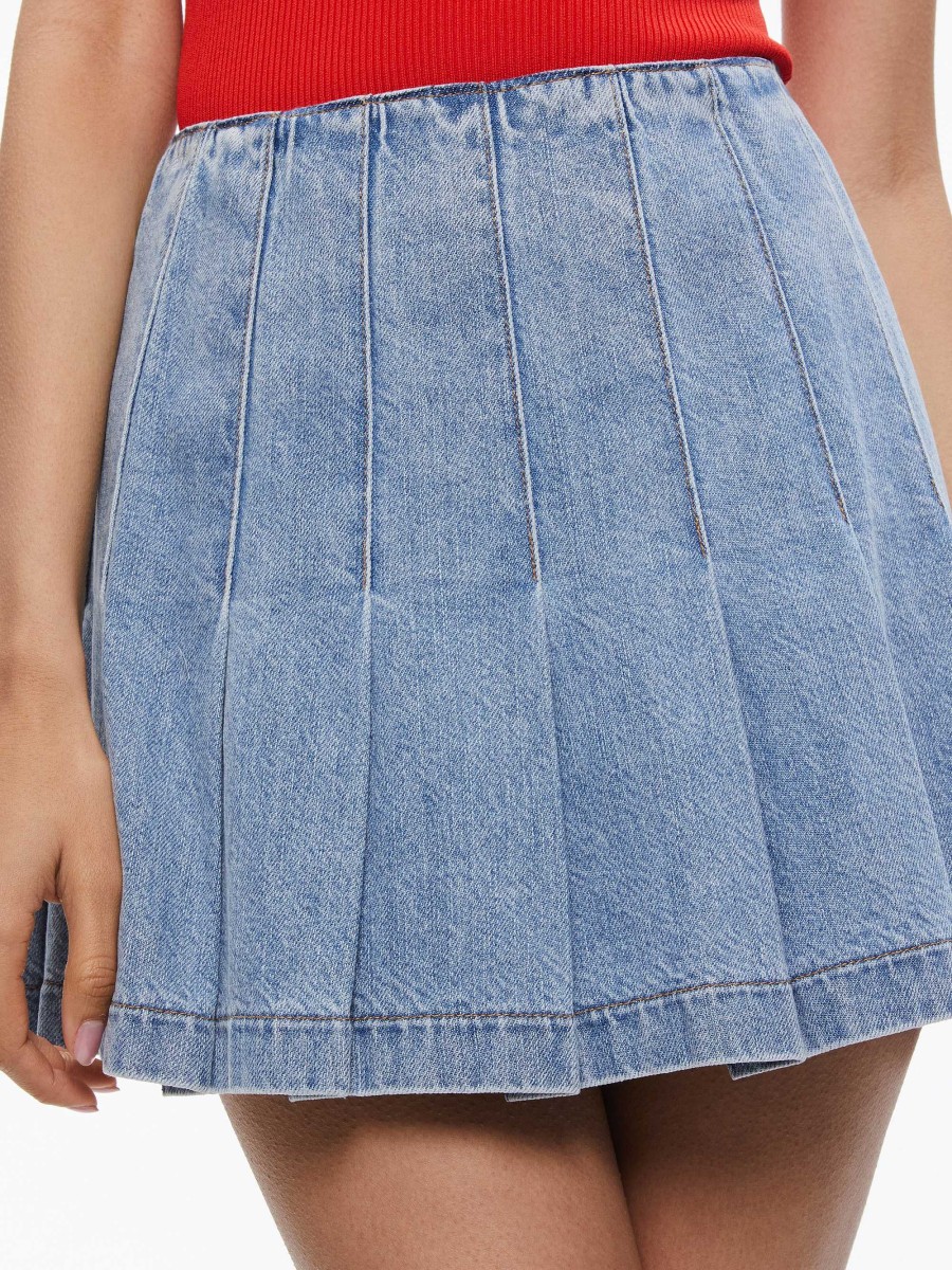 Alice and Olivia Carter Pleated Denim Mini Skirt | Skirts