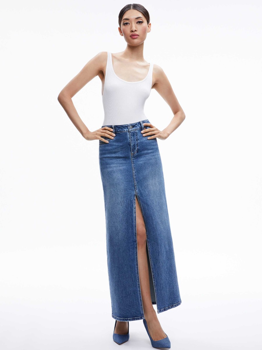 Alice and Olivia Rye Denim Maxi Skirt | Skirts